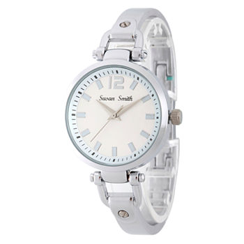 Personalized Womens Silver Tone Bangle Bracelet Watch