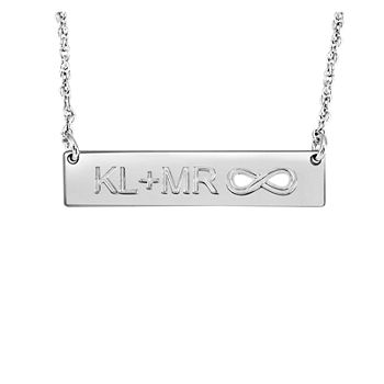 Personalized Couples Initials and Infinity Bar Pendant Necklace