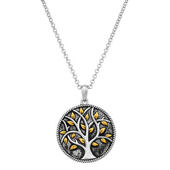 Forever Inspired Tree Of Life Womens Sterling Silver Round Pendant Necklace