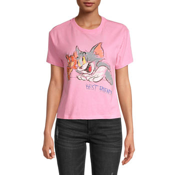 Tom and Jerry Juniors Womens Cropped Graphic T-Shirt