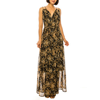 Premier Amour Sleeveless Floral Belted Maxi Dress