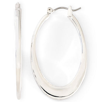 Liz Claiborne® Silver-Tone Oval Hoop Earrings