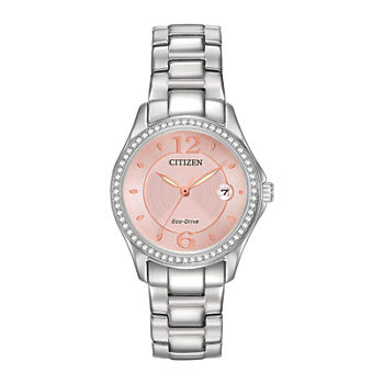 Citizen Silhouette Crystal Womens Crystal Accent Silver Tone Stainless Steel Bracelet Watch Fe1140-86x