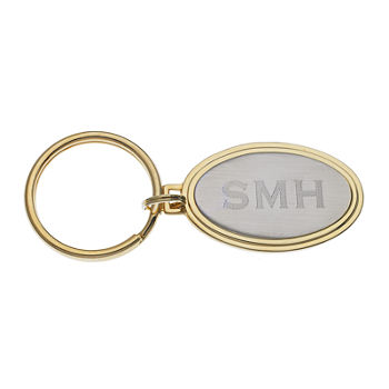 Personalized Two-Tone Oval Key Ring