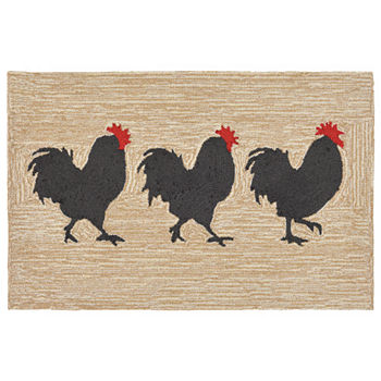 Liora Manne Frontporch Roosters Hand Tufted Rectangular Indoor Outdoor Rugs