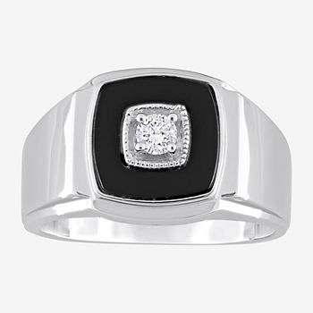 Mens 1/6 CT. T.W. Genuine Black Onyx Sterling Silver Fashion Ring