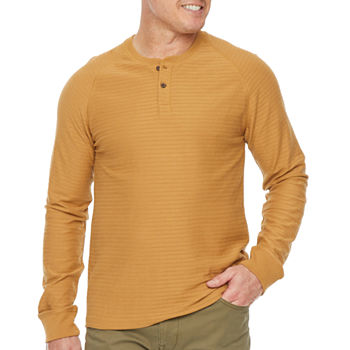 mutual weave Mens Long Sleeve Regular Fit Henley Shirt