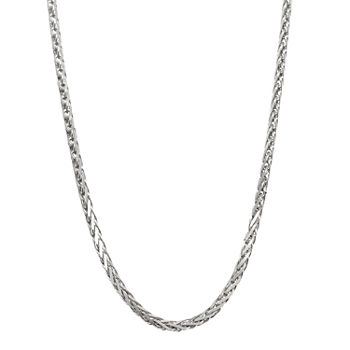 14K White Gold Diamond-Cut Wheat Chain Necklace