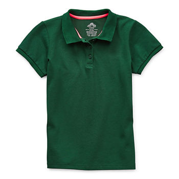 Thereabouts Pique Little & Big Girls Short Sleeve Moisture Wicking Polo Shirt