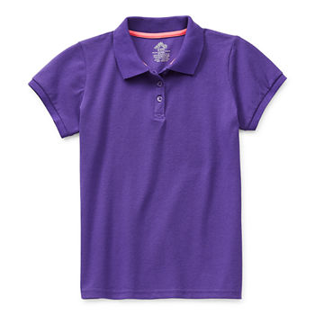 Thereabouts Pique Little & Big Girls Short Sleeve Moisture Wicking Polo Shirt