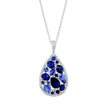 Effy Final Call Womens Genuine Blue Stone 14K Gold Pendant Necklace
