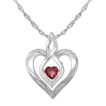 Love in Motion™ Genuine Garnet and Diamond-Accent Heart Pendant Necklace