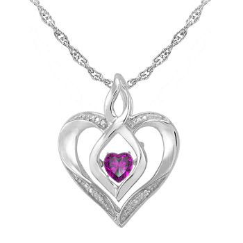 Love in Motion™ Genuine Amethyst & Diamond-Accent Heart Sterling Silver Heart Pendant Necklace
