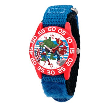 Marvel Boys Blue And Red Avengers Time Teacher Plastic Strap Watch W003235