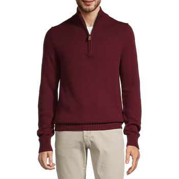 St. John's Bay Quarter Zip Mens Long Sleeve Pullover Sweater