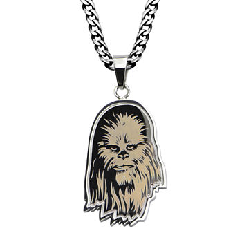 Star Wars® Chewbacca Mens Etched Stainless Steel Pendant Necklace
