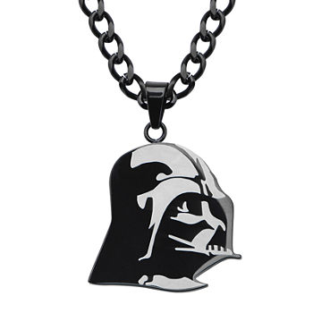 Star Wars® Darth Vader Mens Stainless Steel & Black IP Etched Pendant Necklace