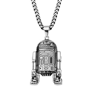 Star Wars® R2-D2 Mens 3D Stainless Steel Pendant Necklace