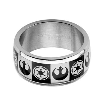 Star Wars® Imperial and Rebel Symbol Mens Stainless Steel Ring
