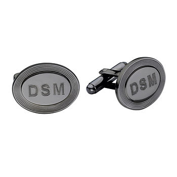 Personalized Oval 5-Line Border Cuff Links