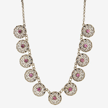 1928 Gold-Tone 16 Inch Link Flower Collar Necklace