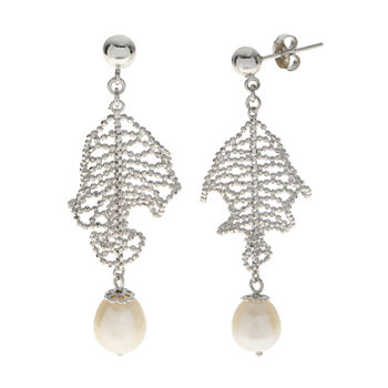 8-8.5Mm Cultured Freshwater Pearl Sterling Silver Earrings
