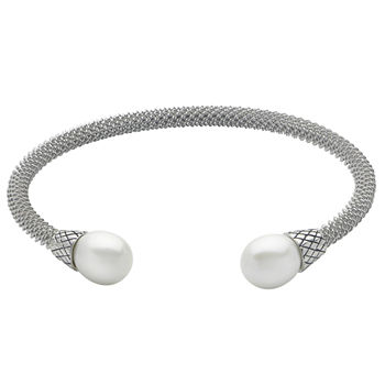 9-9.5Mm Cultured Freshwater Pearl Sterling Silver Cuff Bracelet