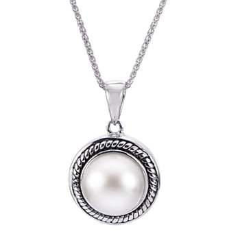 9.5-10Mm Cultured Freshwater Button Pearl Sterling Silver Pendant