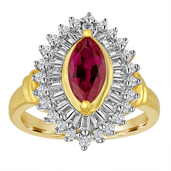 Lab Created Ruby & White Sapphire 14K Gold Over Silver Ring