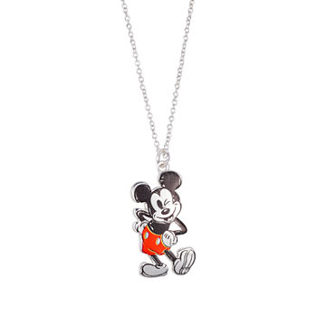 Disney Mickey Mouse Silver Over Brass Pendant Necklace