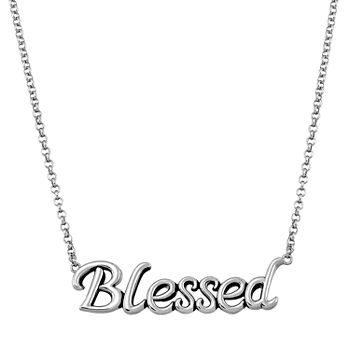 Forever Inspired "Blessed" Womens Sterling Silver Pendant Necklace