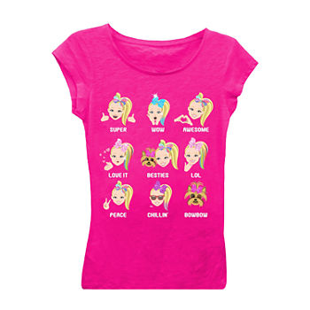 Little & Big Girls Crew Neck JoJo Siwa Short Sleeve Graphic T-Shirt