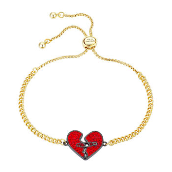 Disney Classics Gold Plate Over Brass Crystal 16 Inch Link Heart Cruella Bolo Bracelet