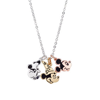 Disney Classics Pure Silver Over Brass 16 Inch Link Mickey Mouse Pendant Necklace