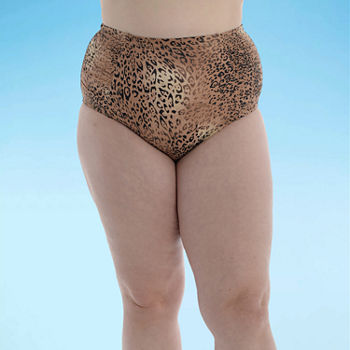 Sonnet Shores Golden Coast Womens Animal High Waist Bikini Swimsuit Bottom Plus
