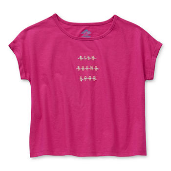 Thereabouts Little & Big Girls Embroidered Crew Neck Short Sleeve Graphic T-Shirt