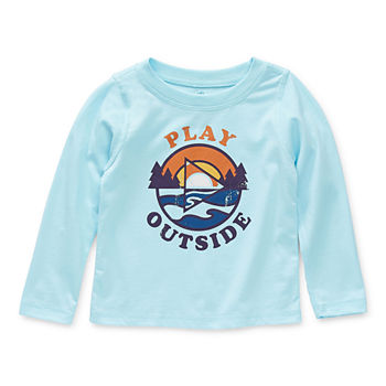 Thereabouts Toddler Boys Adaptive Crew Neck Long Sleeve Graphic T-Shirt