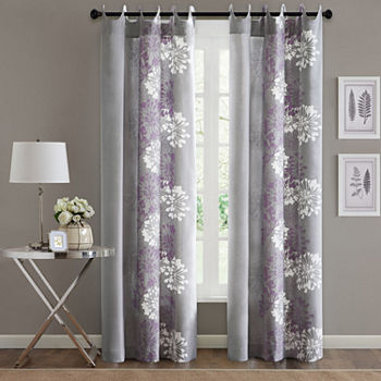 Madison Park Adria Floral Light-Filtering Grommet Top Single Curtain Panel