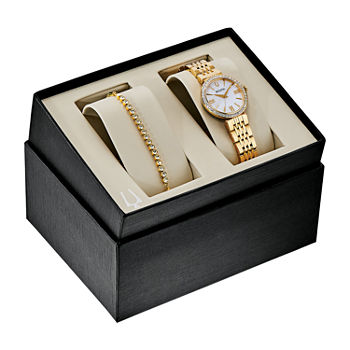 Bulova Womens Gold Tone Stainless Steel Watch Boxed Set 98x122