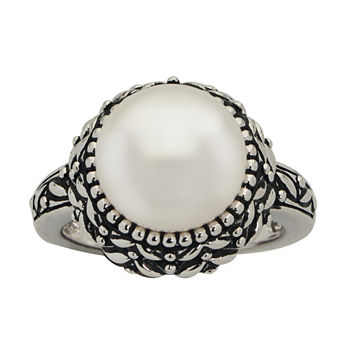 11.5-12Mm Cultured Freshwater Button Pearl Sterling Silver Ring