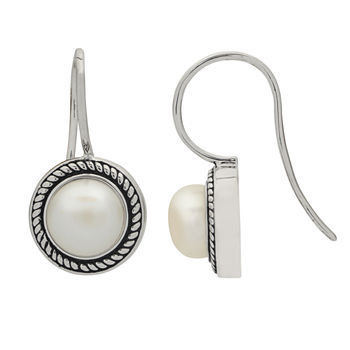7.5-8Mm Cultured Freshwater Button Pearl Sterling Silver Earrings