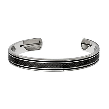 Mens Stainless Steel Black Ip-Plated Cuff Bracelet