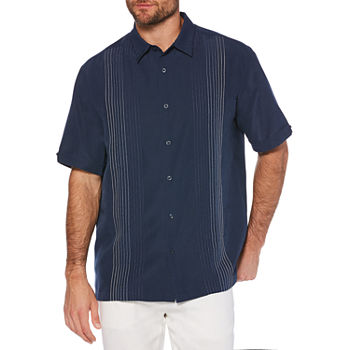 Cubavera Ombre Embroidered Stripe Mens Regular Fit Short Sleeve Button-Down Shirt