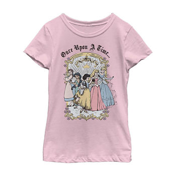 Little & Big Girls Crew Neck Princess Short Sleeve Graphic T-Shirt