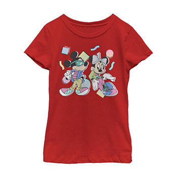 Little & Big Girls Crew Neck Mickey and Friends Short Sleeve Graphic T-Shirt