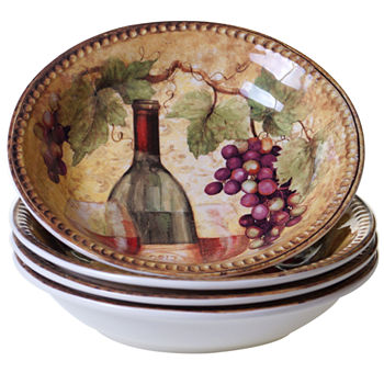 Certified International Gilded Wine 4-pc. Ceramic Soup Bowl