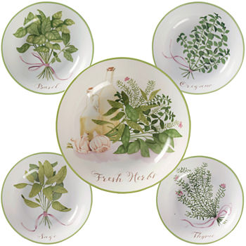 Certified International Fresh Herb Dishwasher Safe Ceramic Pasta Bowl
