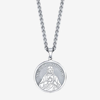 J.P. Army Men's Jewelry Sacred Heart Of Jesus Stainless Steel 24 Inch Cable Pendant Necklace