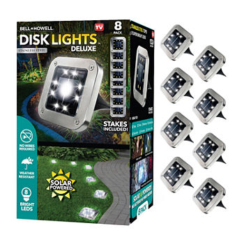 Bell + Howell 8 LED Super Bright Solar Powered Square Disk Light with Auto On/Off Waterproof and Rust-Free 
