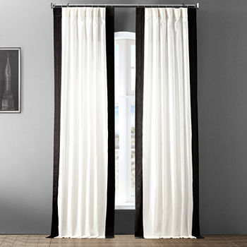 Exclusive Fabrics & Furnishing Vertical Colorblock 100% Cotton Light-Filtering Rod Pocket Back Tab Single Curtain Panel